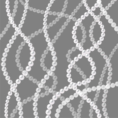 Pearl strings background. Elegant vector template. Curved wavy strings of pearls.