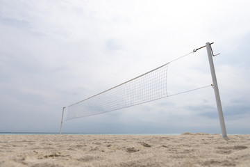 Volleyball court on the beach of a tropical island