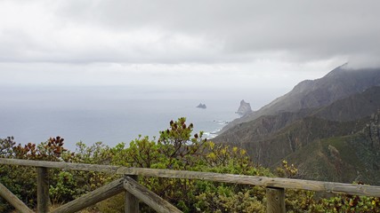 Fototapeta premium cloudy and foggy landscape in anaga mountains