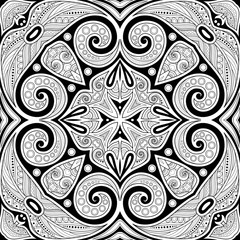 Monochrome Seamless Pattern with Mosaic Motif