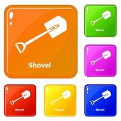 Shovel icons set collection vector 6 color isolated on white background