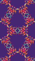 Fragment of design wallpaper, tile, packaging, background. Tribal ethnic seamless ornament in arabic style. Flower motif, lines. Handmade kaleidoscope. Creative fabric, textiles.
