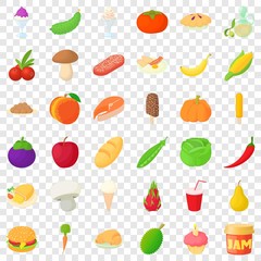 Cucumber icons set. Cartoon style of 36 cucumber vector icons for web for any design