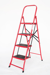 RED stepladder on a white background. isolated
