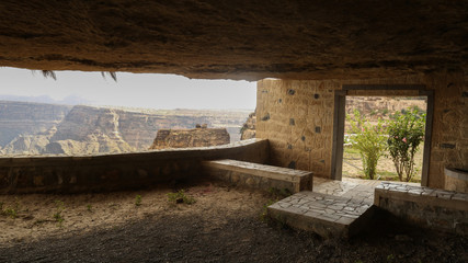 An internal view of 'Al-Sukoon ' park ( The hanging garden carved from rock)  in Taiz - Yemen.