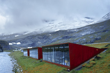 beautiful town among high mountains picturesque place