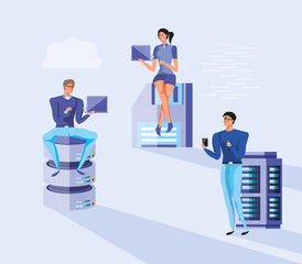 Avatars of woman man and big data design