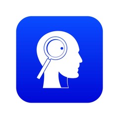 Magnifying glass in head icon digital blue for any design isolated on white vector illustration