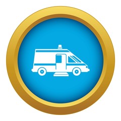 Ambulance icon blue vector isolated on white background for any design