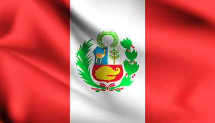 Peru flag waving with the wind, 3D illustration