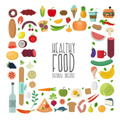 Healthy food concept, flat style.