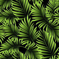 Naklejka na ściany i meble Palm trees. Tropical plants seamless pattern. Vector image.