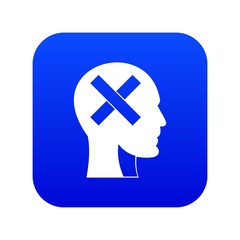 Human head with cross inside icon digital blue for any design isolated on white vector illustration