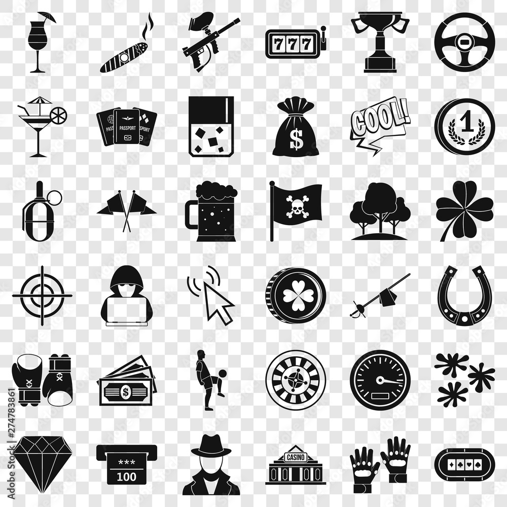 Poster gambling icons set. simple style of 36 gambling vector icons for web for any design