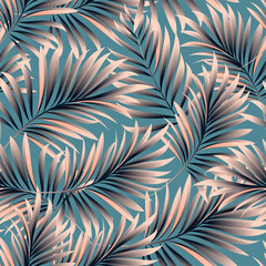 Palm trees. Tropical plants seamless pattern. Vector image.
