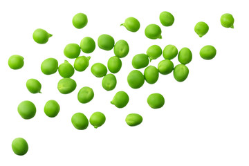 fresh green peas isolated on a white background. top view