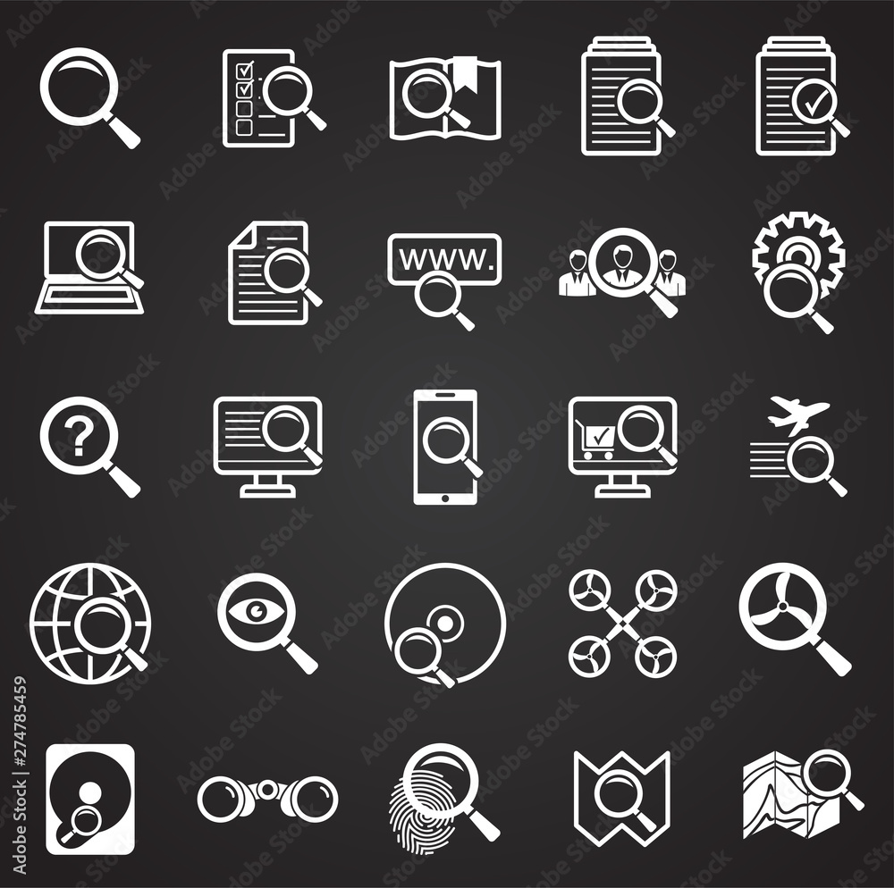 Poster search related icons set on background for graphic and web design. simple illustration. internet con