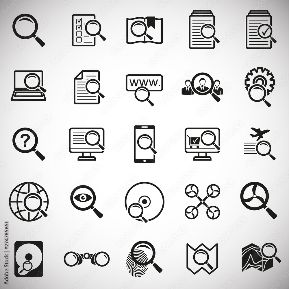 Poster search related icons set on background for graphic and web design. simple illustration. internet con