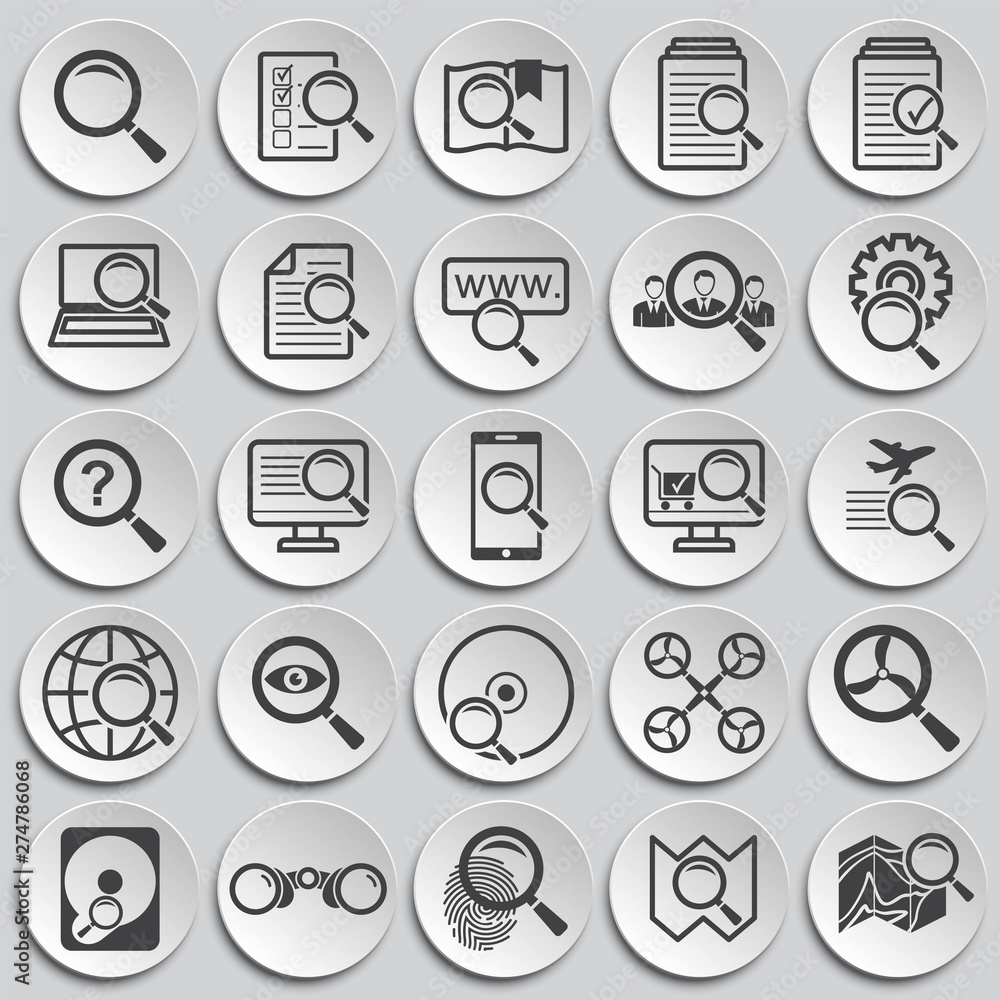Poster search related icons set on background for graphic and web design. simple illustration. internet con