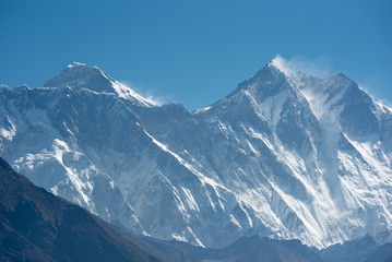 Mt Everest and Mt Lhotse in Himalayas