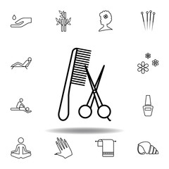 Hair cut tool outline icon. Detailed set of spa and relax illustrations icon. Can be used for web, logo, mobile app, UI, UX