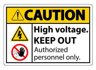 Caution High Voltage Keep Out Sign Isolate On White Background,Vector Illustration EPS.10