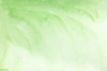 green watercolor background, sheet of paper covered with paint with texture