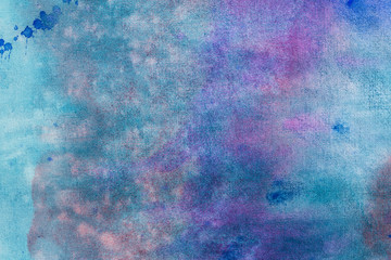 blue dirty grunge watercolor background, sheet of paper covered with paint with texture