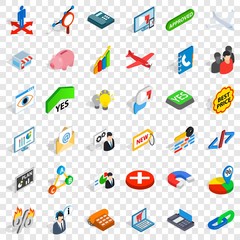 Bargain icons set. Isometric style of 36 bargain vector icons for web for any design
