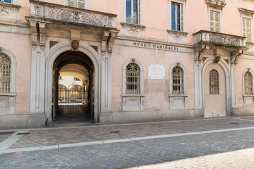Fototapeta na wymiar Facade of the Giuseppe Garibaldi Historical Museum in the historic center of Como, Italy.
