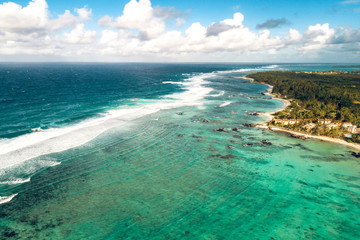 Fototapeta na wymiar Aearial view of Belle Mare beaches, Mauritius.
