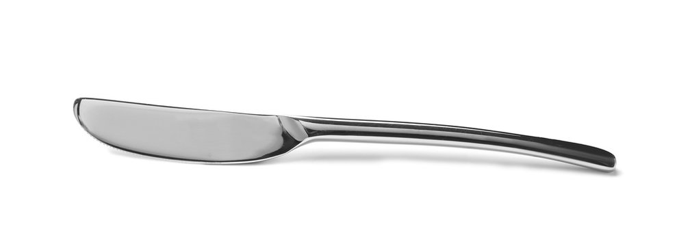 Stainless steel butter knife isolated on white