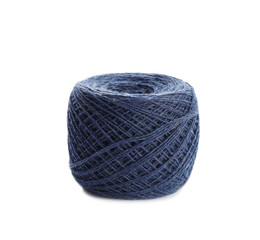 Clew of color knitting thread on white background