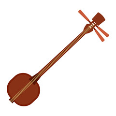 Asia Korean guitar icon stringed musical instrument classical orchestra art sound tool and acoustic symphony stringed fiddle wooden vector illustration.