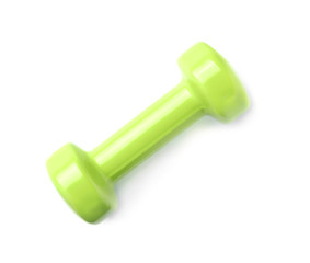 Color dumbbell on white background. Home fitness