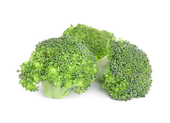 Fresh green broccoli on white background. Organic food