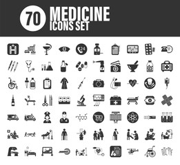 70 medical, science and anatomical icons
