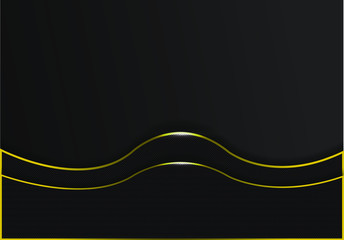 Luxury black overlap layers background. Golden line on dark colors. Futuristic and elegant. Eps 10.