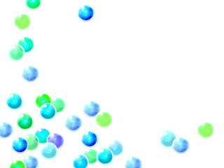 青いビー玉のイラストの背景、水彩風