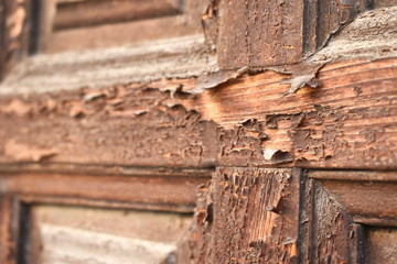 Old wood in window bars of rust texture