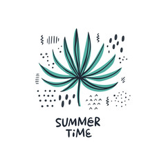 Palm leaf hand drawn flat illustration