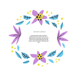 Floral text circle hand drawn vector layout