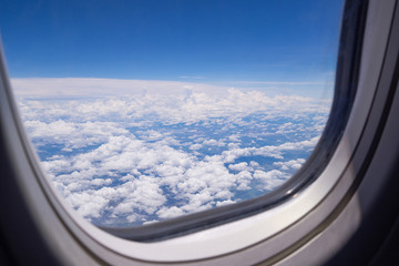 Beautiful sky from the window view on airplane