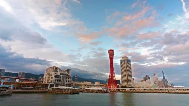 Timelapse skyline from the port of Kobe, Japan