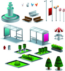 city elements set isometric