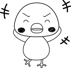 Monochrome Full-length illustration of the cute tint color chick character