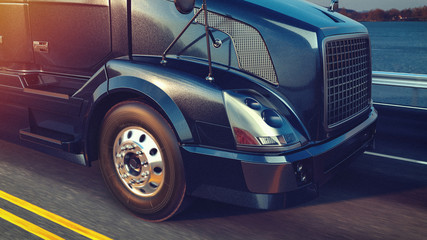Naklejka premium Headers truck running. 3d rendering and illustration.