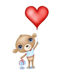 Teddy bear with heart balloon