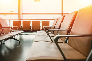 Airport Terminal Hall at Sunset