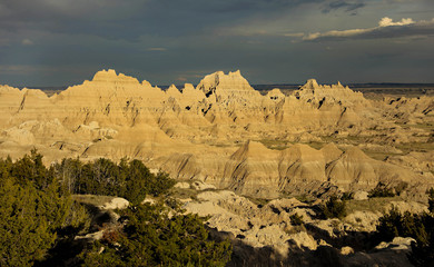 Evening light on the stunning hills in the Badlands.